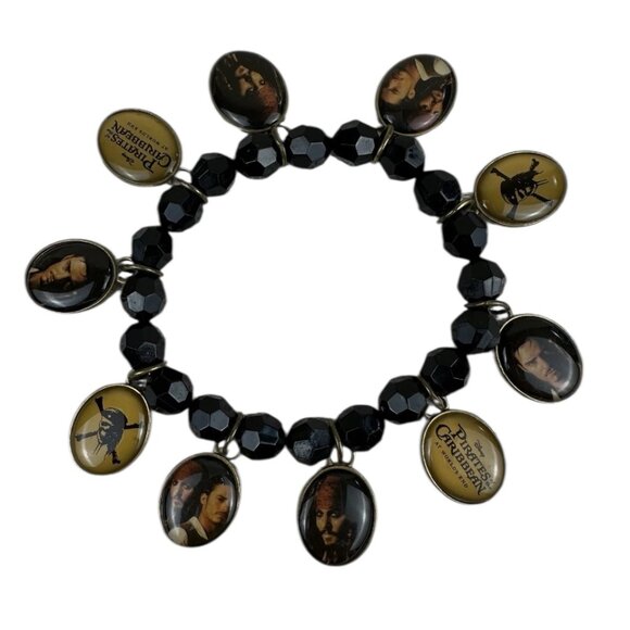 Disney Pirates Of The Caribbean Jack Sparrow Charm Bracelet Elastic Band - Picture 1 of 11